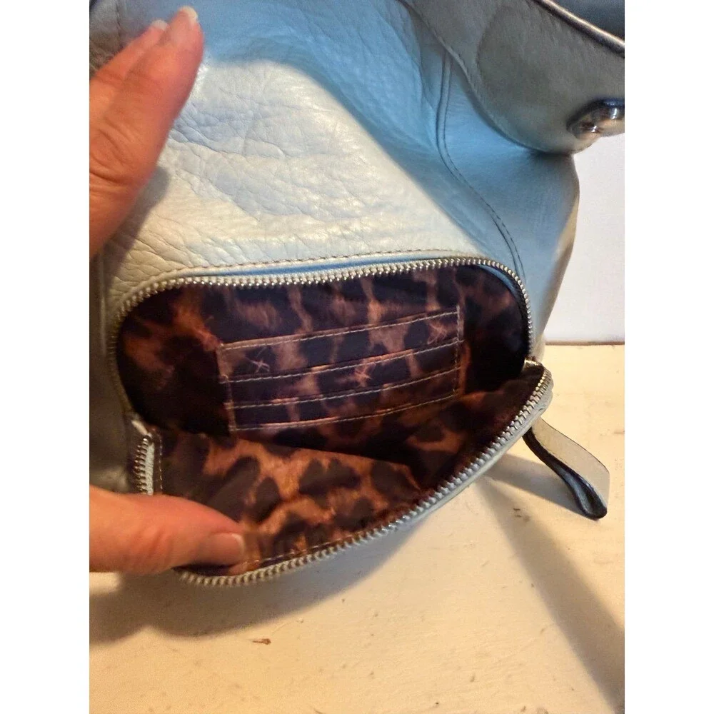 B Makowsky Leather Crossbody Bag in Light Blue